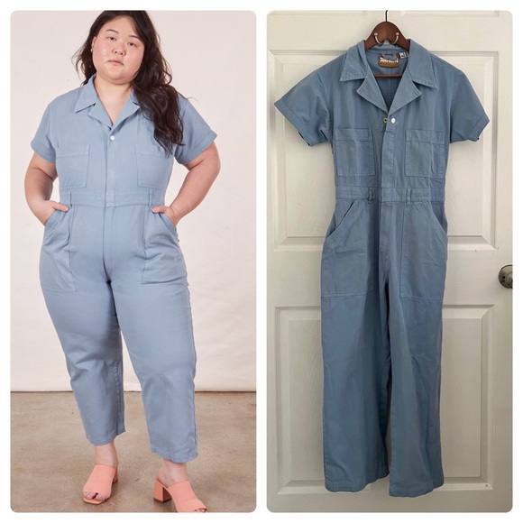 BIG BUD PRESS petite short sleeve jumpsuit in periwinkle